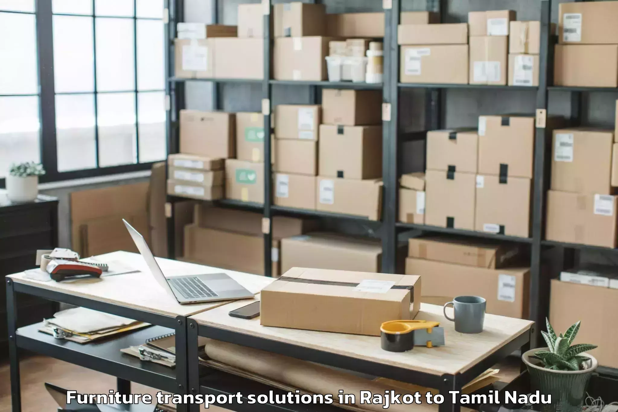 Book Rajkot to Manalurpettai Furniture Transport Solutions Online